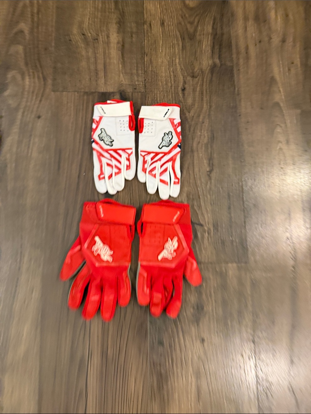 Red and White Athletic Gloves - Pair